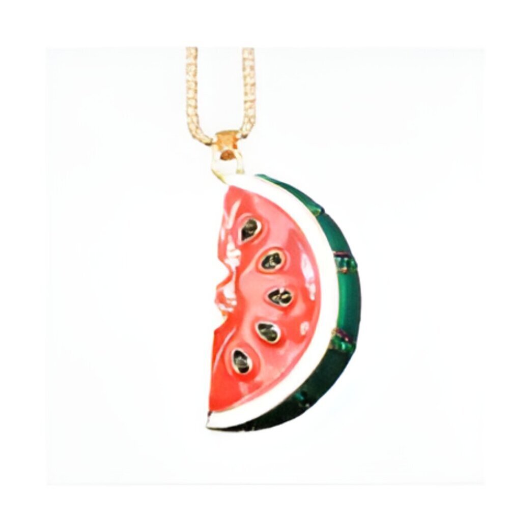 Colorful Watermelon Enamel & Goldplated Women's Fashion Necklace 18"